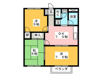 第2セントラルハイツA(3DK/1階)の間取り写真