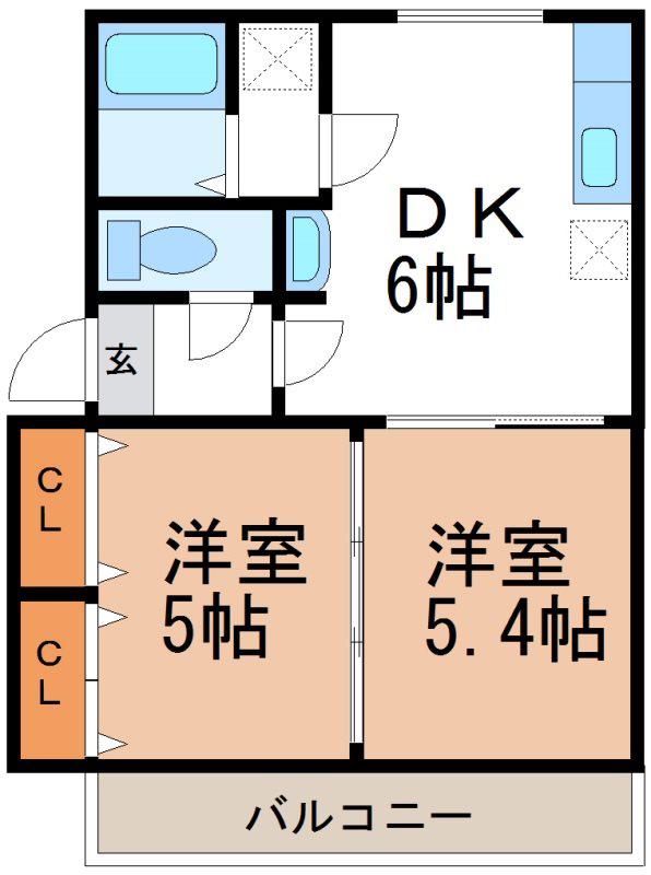 メゾングロワール(2DK/1階)の間取り写真