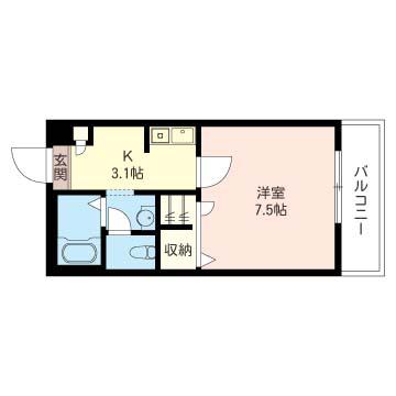 ルミエール森(1K/1階)の間取り写真