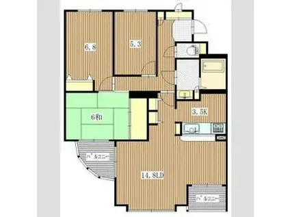 エテル513(3LDK/3階)の間取り写真