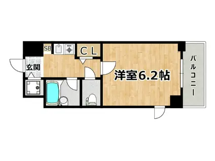 パラシオ塚本II(1K/2階)の間取り写真