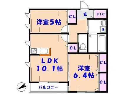 GRACIA グラシア(2LDK/2階)の間取り写真