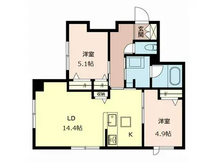 シャーメゾンガーデンズ大原町(2LDK/1階)の間取り写真