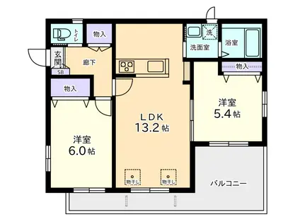 I-COURT II(2LDK/2階)の間取り写真