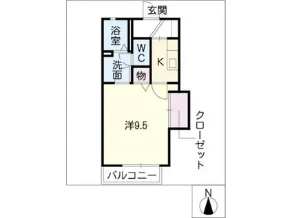 スカイ ブルーB棟(1K/2階)の間取り写真
