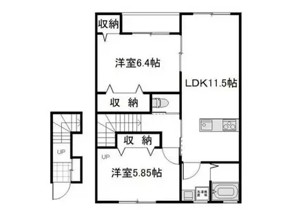 リバーサイド東畦A棟 202(2LDK/2階)の間取り写真