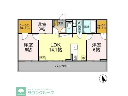 アベニューB(3LDK/3階)の間取り写真