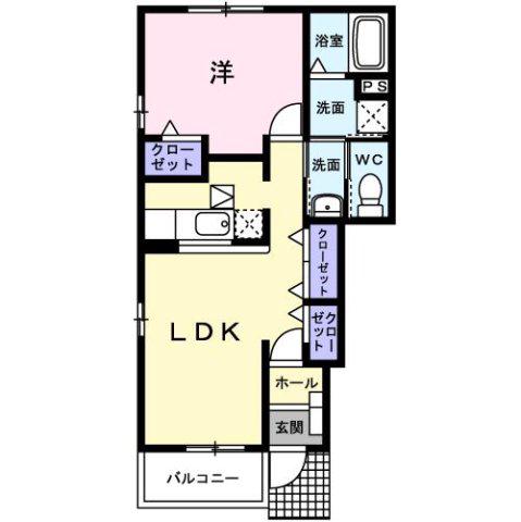 ベルリヴィエール(1LDK/1階)の間取り写真