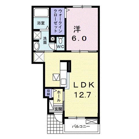 メゾン ルーバンB(1LDK/1階)の間取り写真