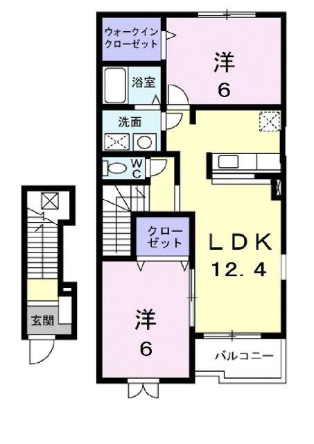 ファミリータイズI(2LDK/2階)の間取り写真