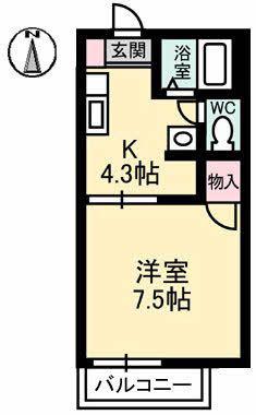 フレグランス野崎B(1K/2階)の間取り写真
