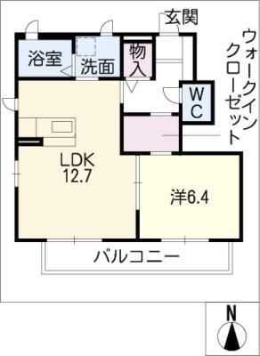 ディアコートソレイユB棟(1LDK/1階)の間取り写真