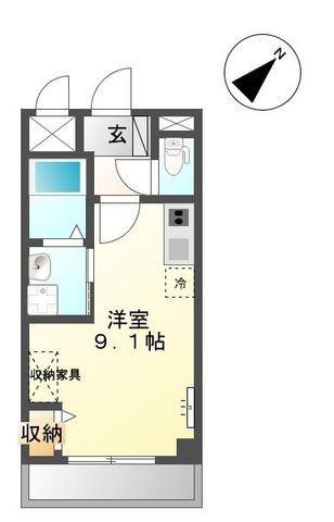 ノーブルコート台原(ワンルーム/1階)の間取り写真
