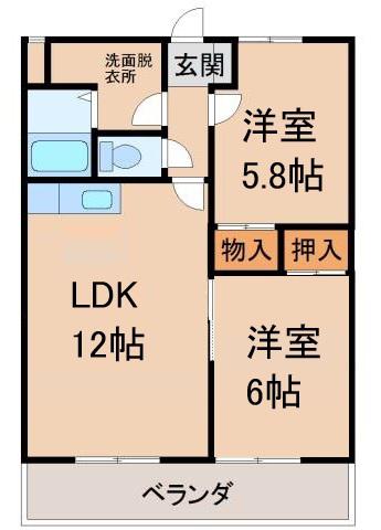 グリーンフルきい(3DK/2階)の間取り写真