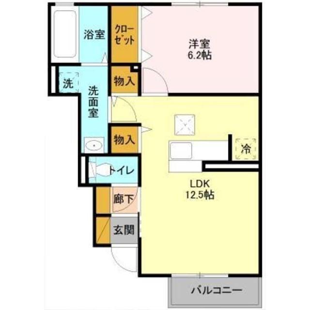 モンブラン(1LDK/1階)の間取り写真