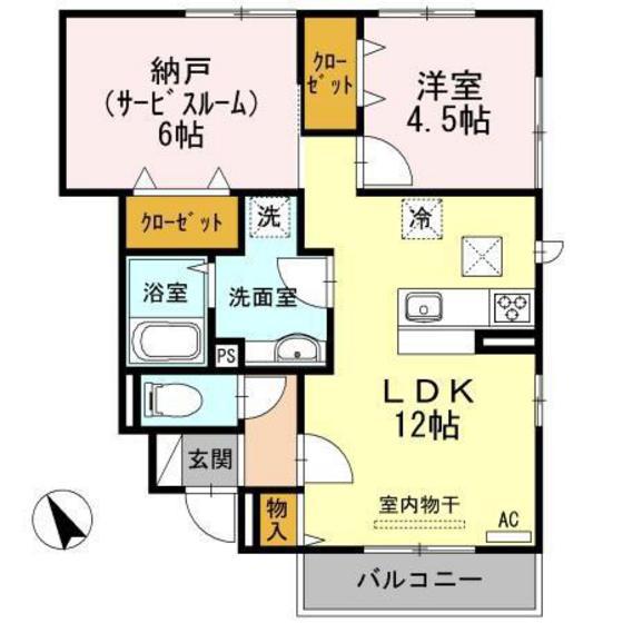 フローラル清水 A(1SLDK/1階)の間取り写真