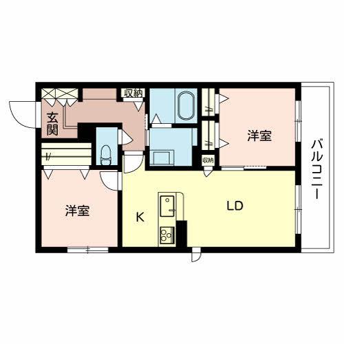 シャーメゾンシャルム磯上(2LDK/2階)の間取り写真