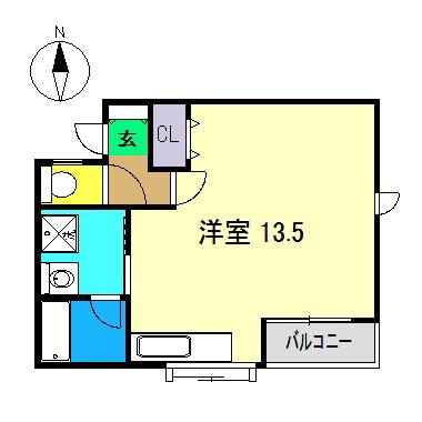 とさでん交通桟橋線 桟橋通四丁目駅 徒歩8分 3階建 築27年(ワンルーム/2階)の間取り写真