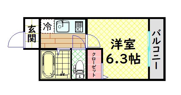 プリミエール白鷺(1K/1階)の間取り写真