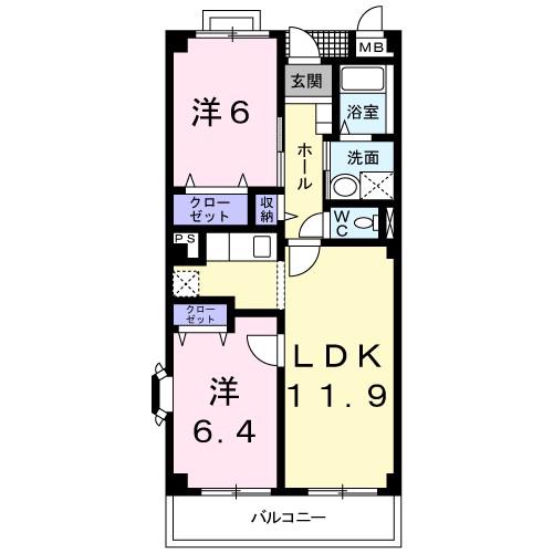 パタトデゥース(2LDK/2階)の間取り写真