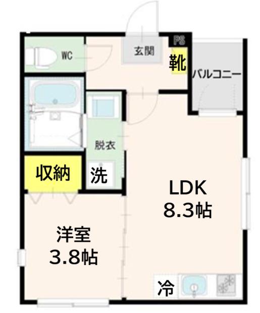 MALVA高砂(1LDK/3階)の間取り写真