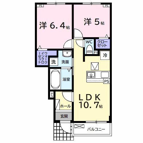 メゾン・ド・ノート(2LDK/1階)の間取り写真