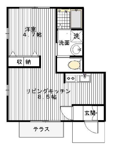 LA FEUILLE VERTE(1LDK/1階)の間取り写真
