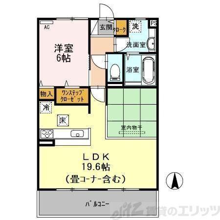 たまきA・B棟A棟(1LDK/1階)の間取り写真