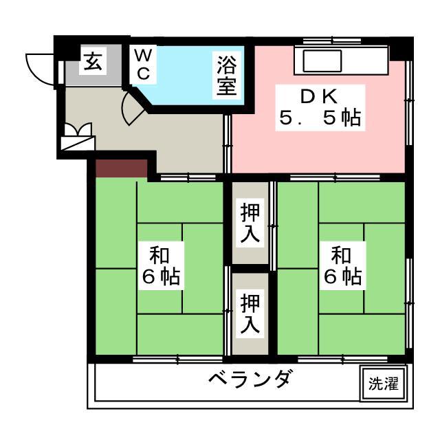 マンションはまよし(2DK/3階)の間取り写真