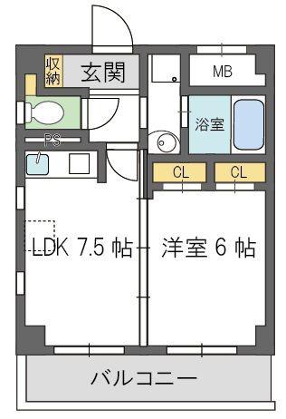 TSカーサSECONDO(1LDK/4階)の間取り写真