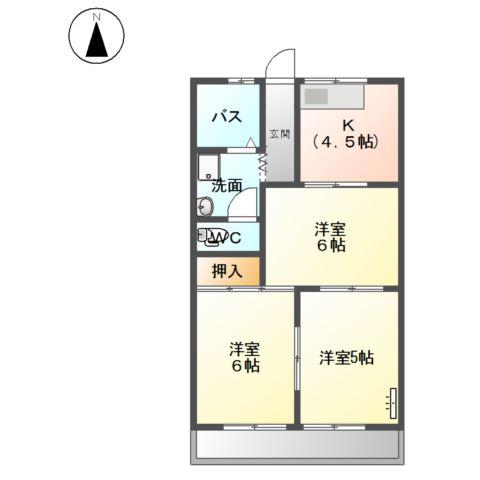 ファインシティ小川C(3K/2階)の間取り写真