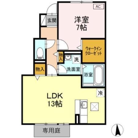セジュール桜井B(1LDK/1階)の間取り写真