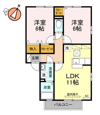 エーデルハイムI(2LDK/1階)の間取り写真