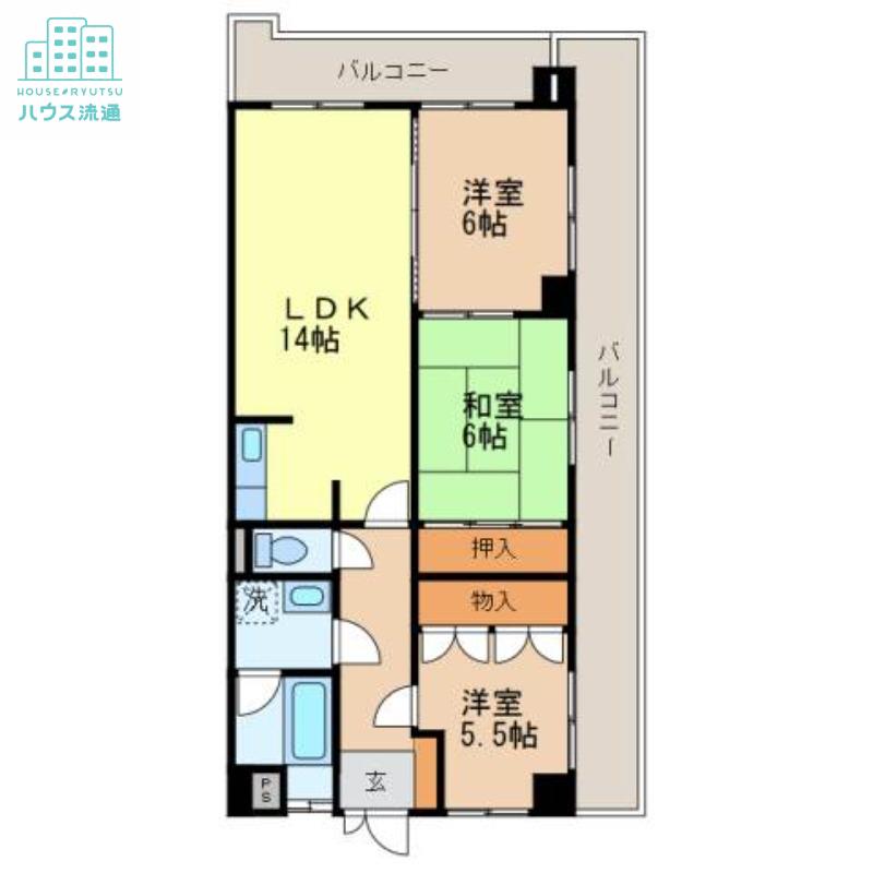 第3千秀ビル(3LDK/2階)の間取り写真