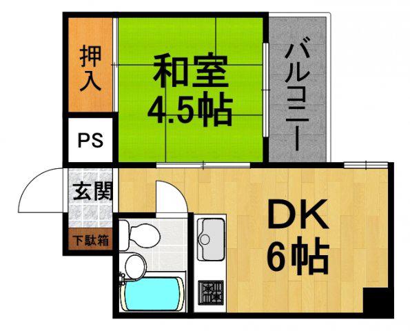 ハイステージ武庫之荘(1DK/4階)の間取り写真