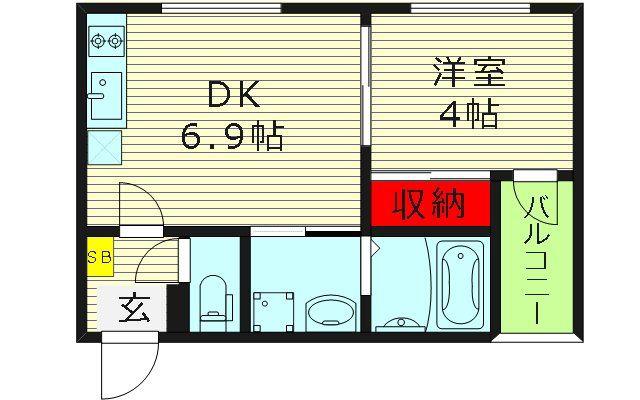 グリュック清水(1DK/2階)の間取り写真