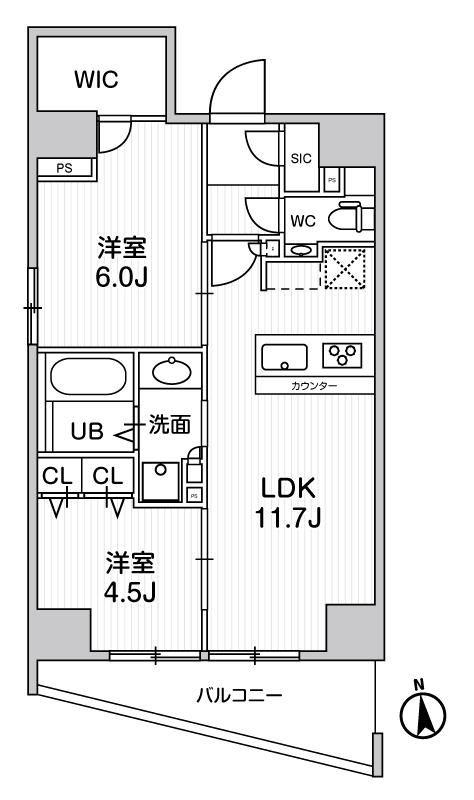 CREATIF秋葉原(2LDK/10階)の間取り写真
