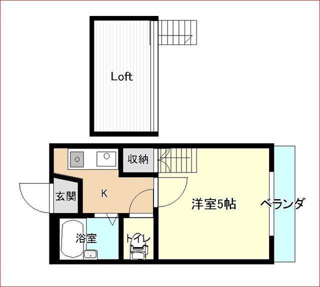 シングル10(1K/1階)の間取り写真