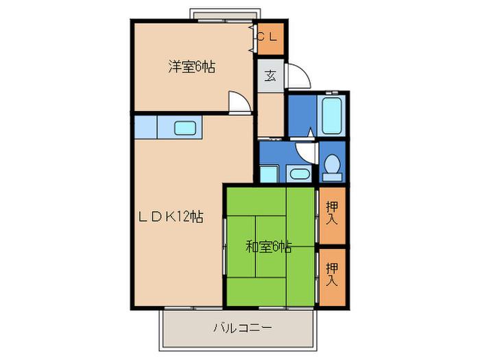 セジュール エスポアール(2LDK/2階)の間取り写真