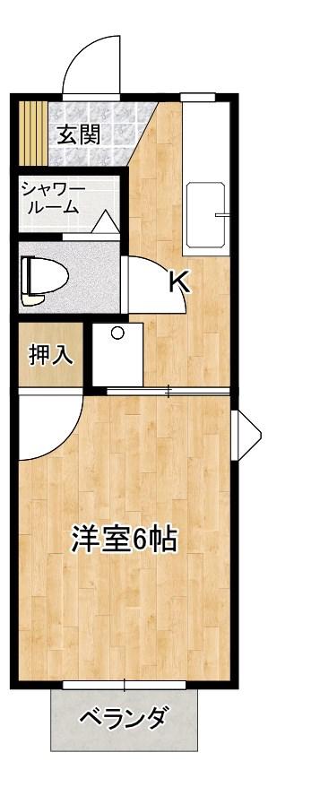 コーポたつみ(1K/2階)の間取り写真