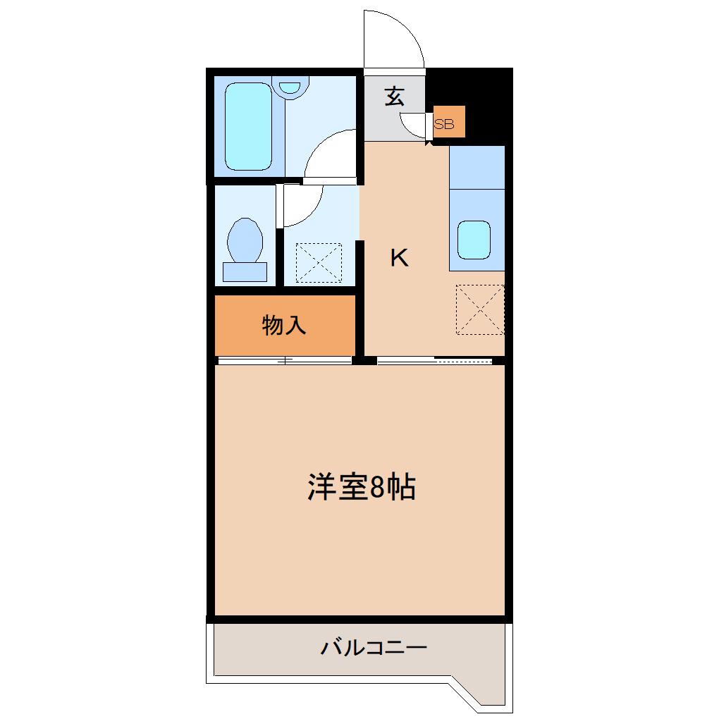 カーサ88小田原(1K/2階)の間取り写真