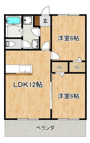 ポエムハイツ(2LDK/1階)の間取り写真
