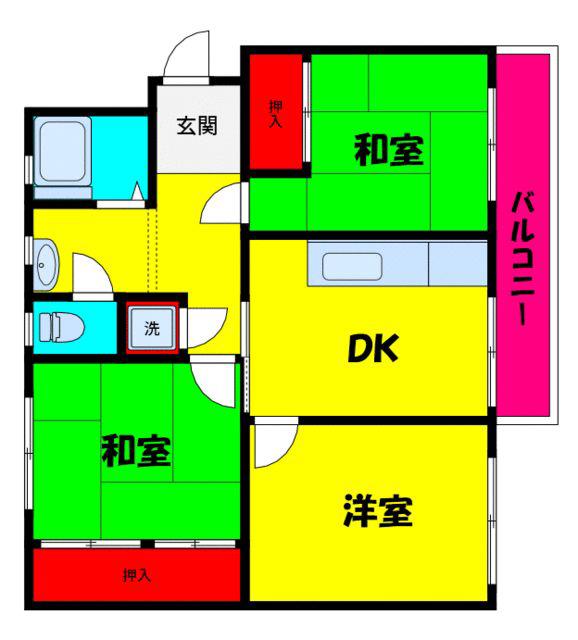 さつきが丘西4号棟(3DK/5階)の間取り写真