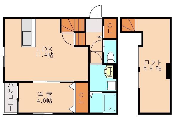 ポラリス福津中央(1LDK/1階)の間取り写真