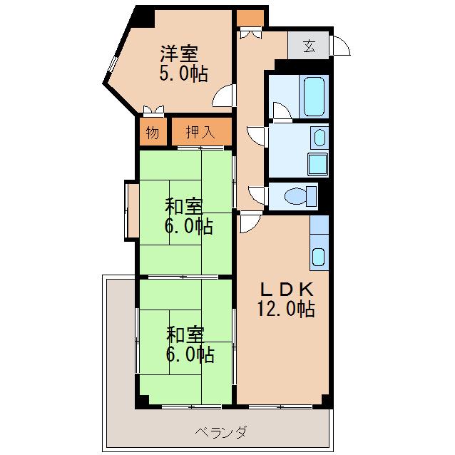 郷原ビル(3LDK/3階)の間取り写真