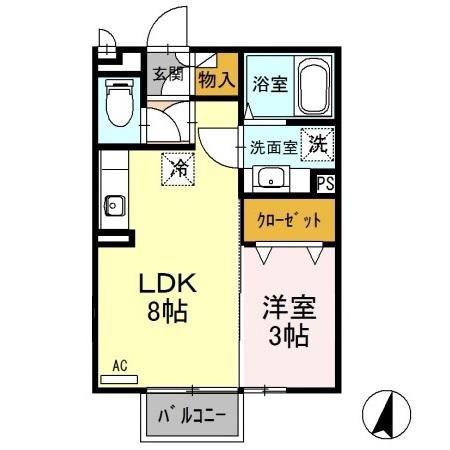 ローレル敷島(1LDK/2階)の間取り写真