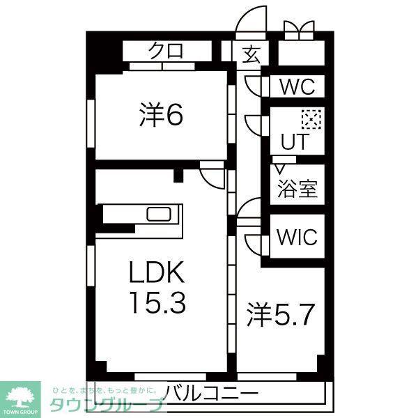 GRANDUKE丸田町(2LDK/14階)の間取り写真
