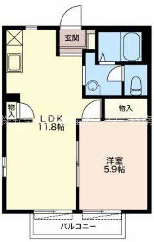 コーポ月坂(1LDK/1階)の間取り写真