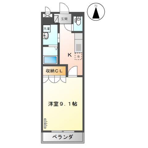 フローラ滑川(1K/2階)の間取り写真