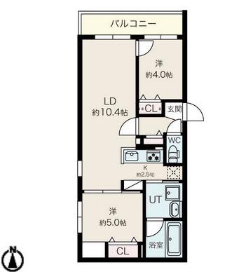 プエンテ発寒(2LDK/1階)の間取り写真
